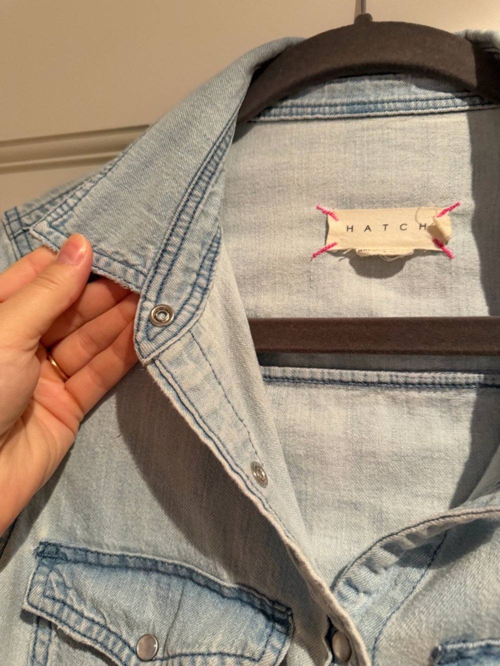 Hatch Light Blue Denim Snap-Front Shirt - Picture 4 of 5
